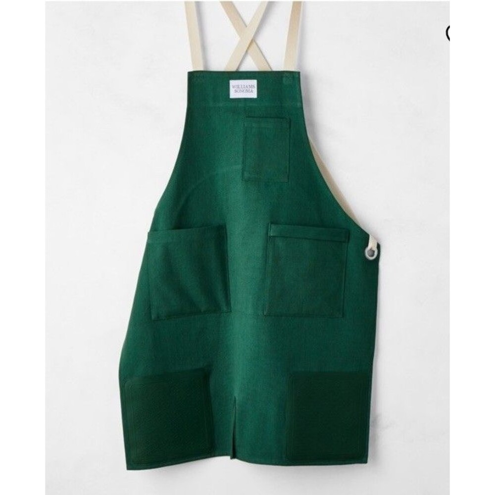 WILLIAMS SONOMA Ultimate Adult Apron Dark Green 100% Cotton.